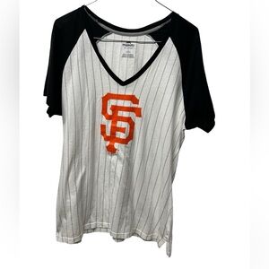 Majestic fan fashion San Francisco Giants baseball tee striped black white sz L